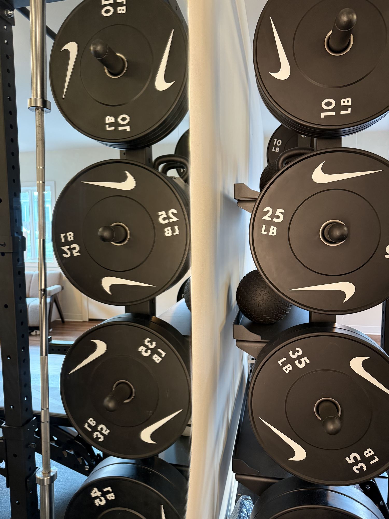 Nike plates loaded on the rack